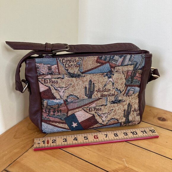 SAS Texas Tapestry Organizer Purse Shoulder Bag Amarillo El Paso Vintage Y2K - Picture 5 of 14